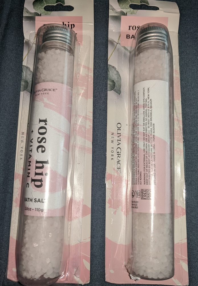 NEW Rose Hip Bath Salt Tubes (Set Of 2)